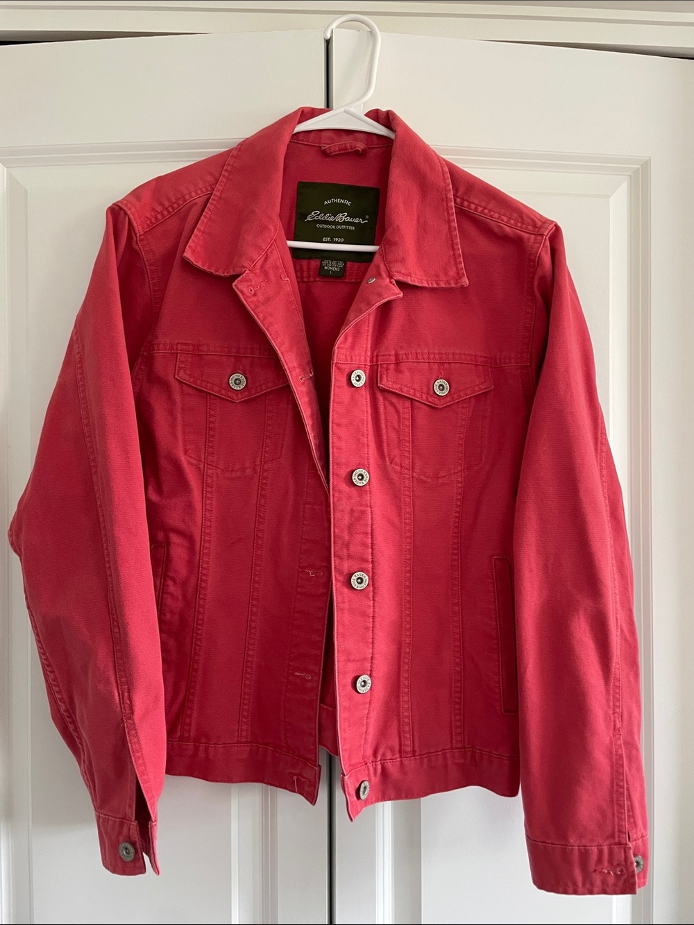 Eddie Bauer Coral-Red Denim Jacket